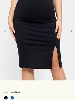 Black Midi Pencil Skirt with Side Slit